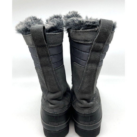Lands' End Women's Squall Snow Pack Mid Calf Bungee Boots Sz 11B Gray Suede - Picture 5 of 7